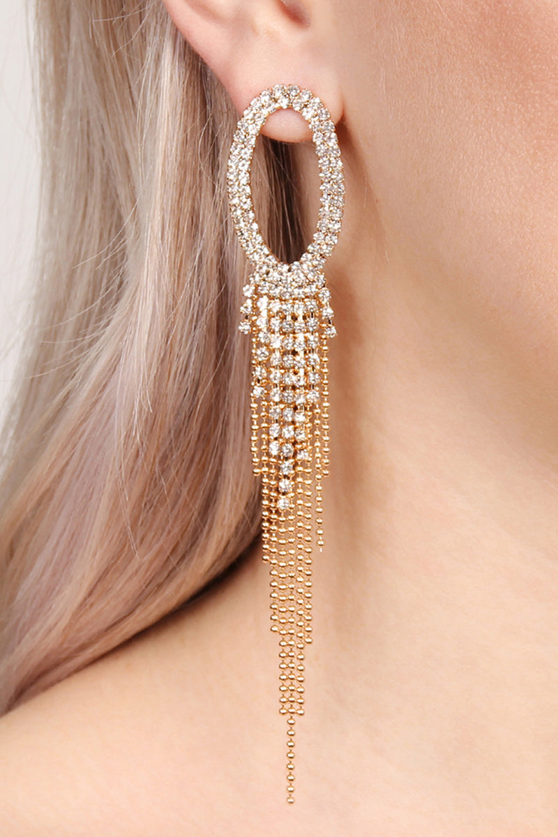 Oval Shape Tassel Earring / 1PAIR