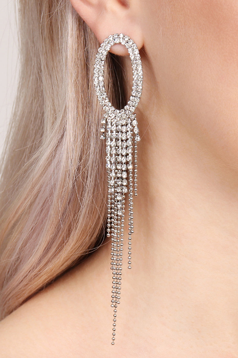Oval Shape Tassel Earring