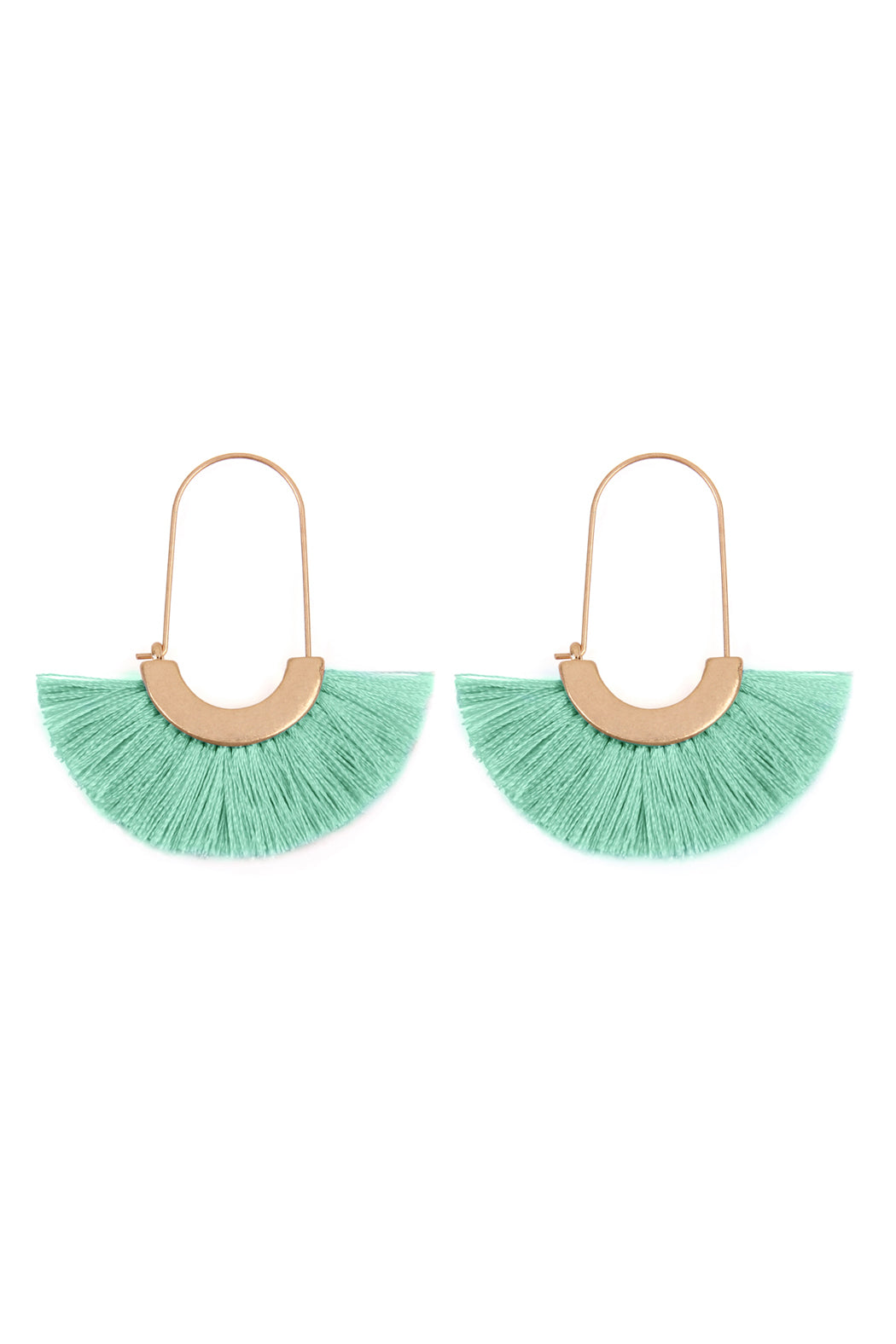 Mint Fan Shape Drop Hoop Earrings