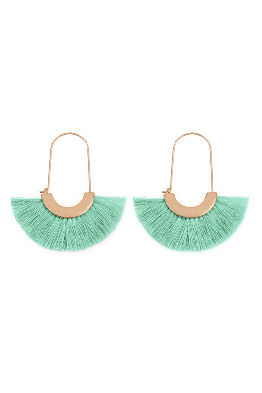 Mint Fan Shape Drop Hoop Earrings
