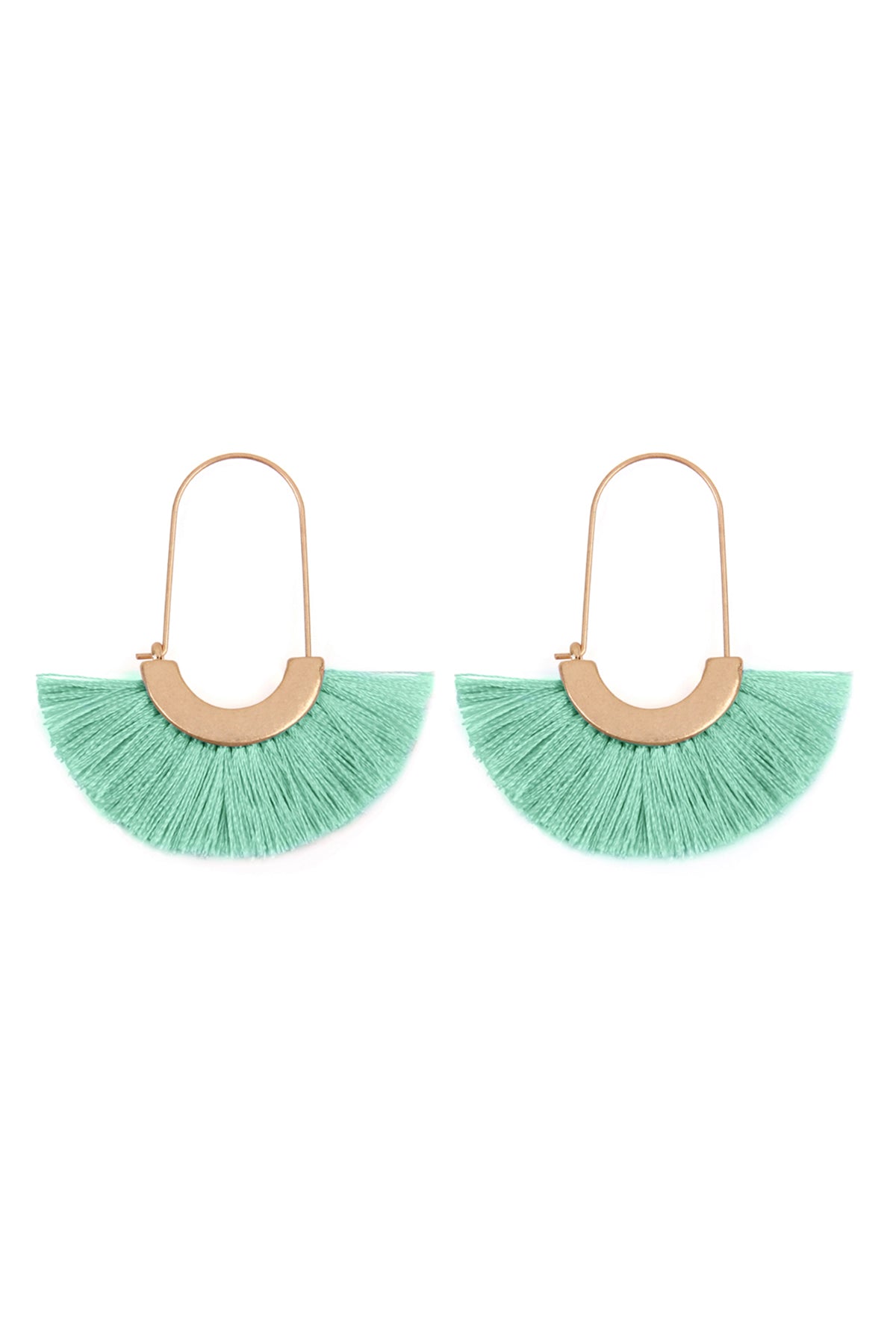 Mint Fan Shape Drop Hoop Earrings / 1PAIR