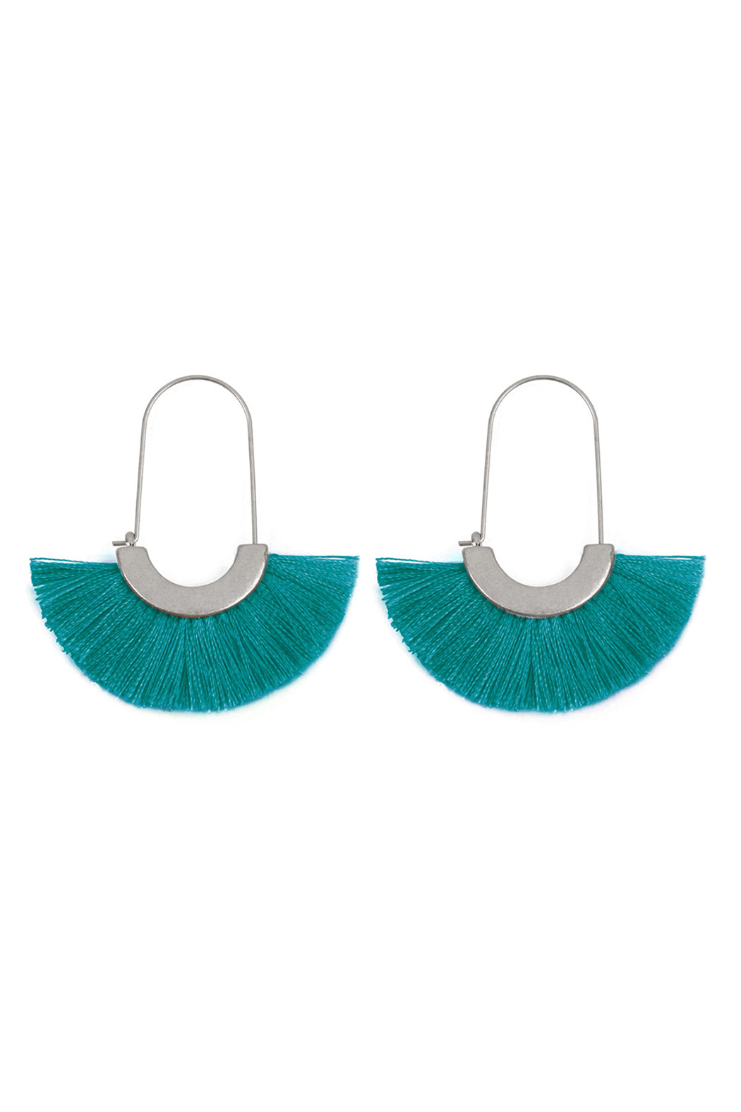 Mint Fan Shape Drop Hoop Earrings