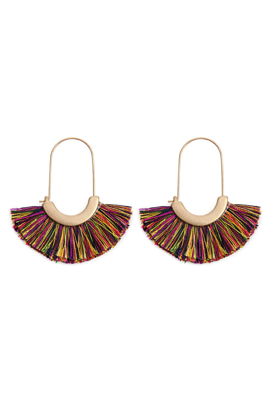 Mint Fan Shape Drop Hoop Earrings