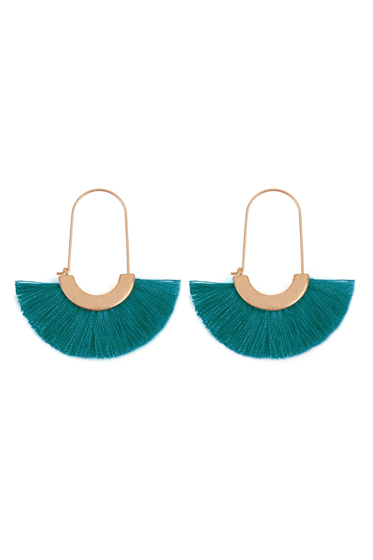 Mint Fan Shape Drop Hoop Earrings