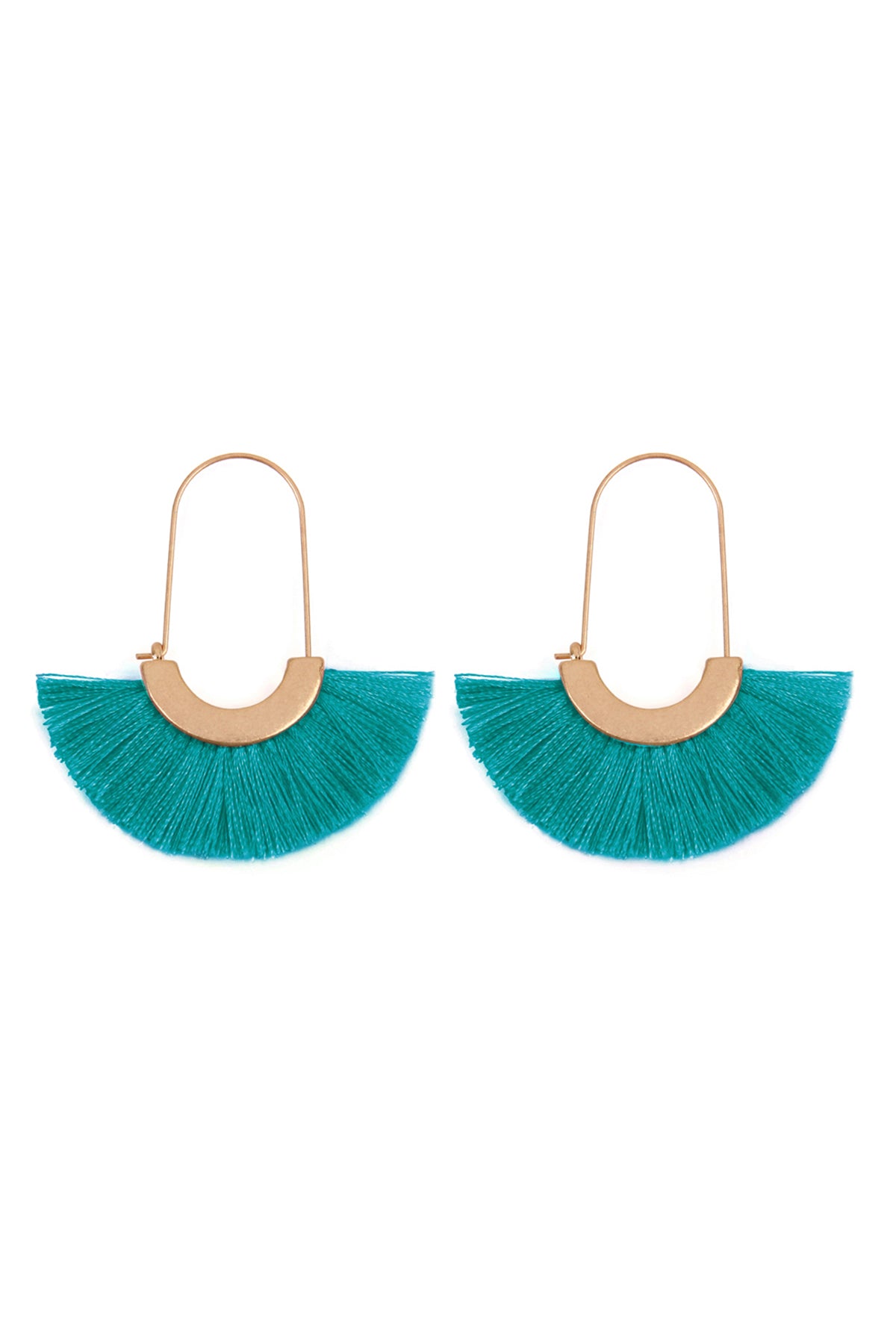 Mint Fan Shape Drop Hoop Earrings / 1PAIR