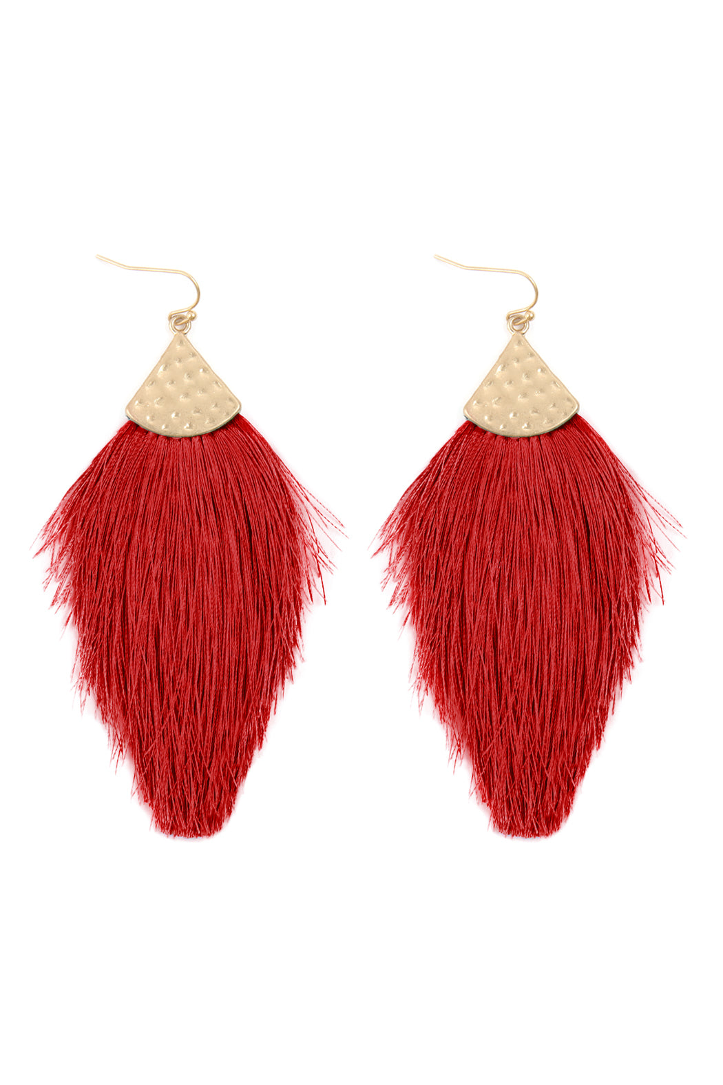 Thread Tassel Drop Earrings Burgundy