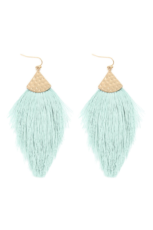 Thread Tassel Drop Earrings Mint