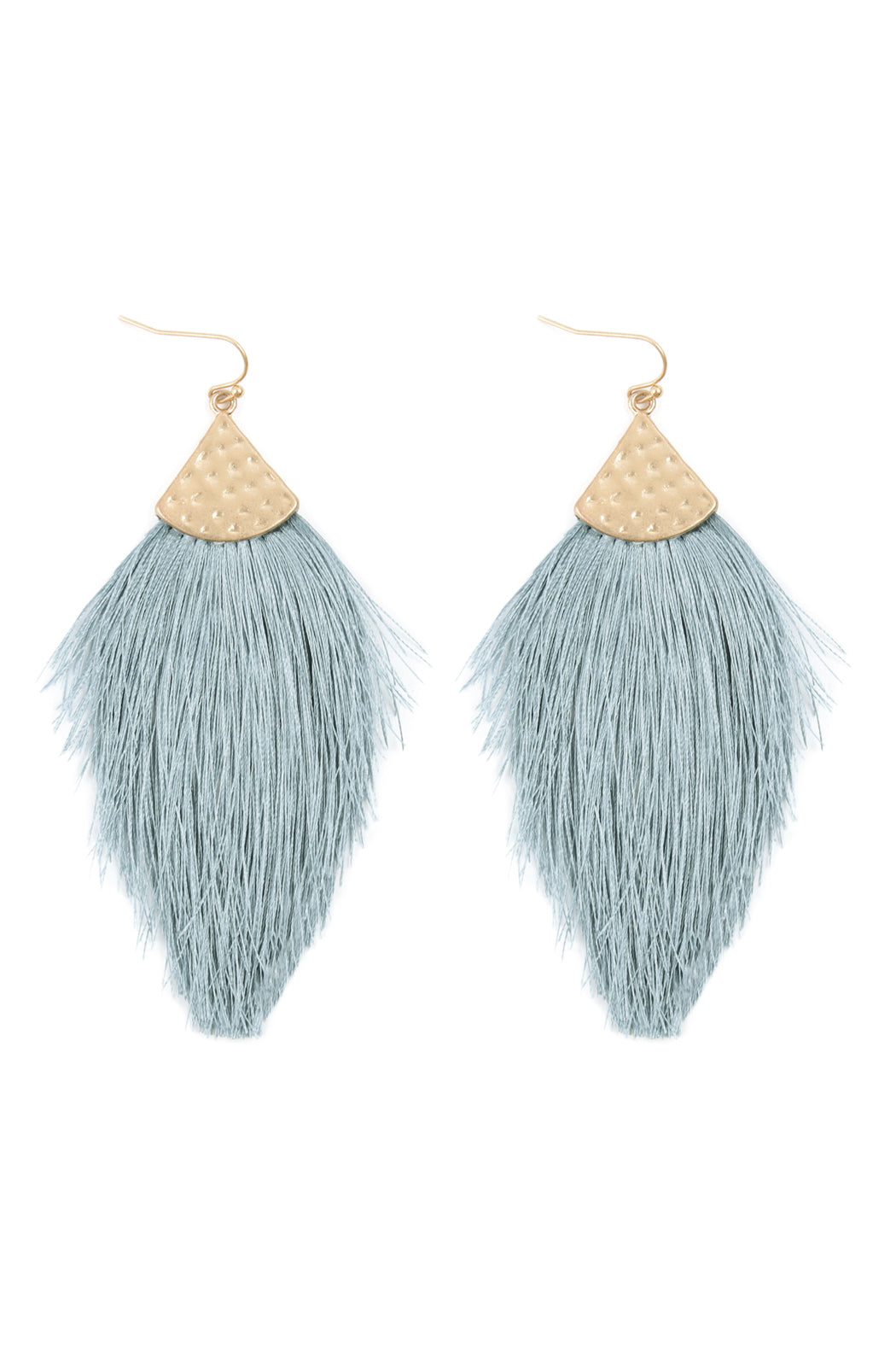 Thread Tassel Drop Earrings Light Blue