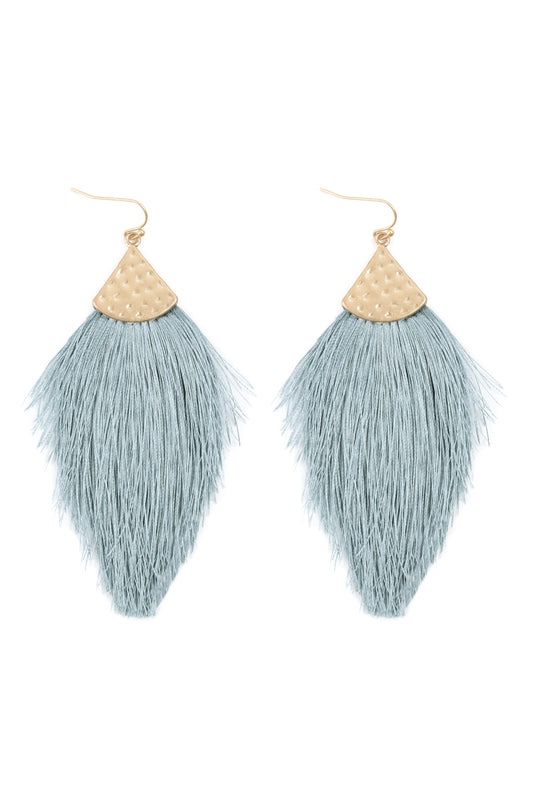 Thread Tassel Drop Earrings Light Blue
