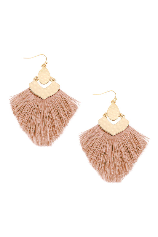 Dusty Pink Fringe Tassel Drop Earrings