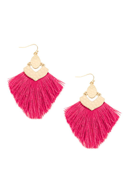 Hot Pink Fringe Tassel Drop Earring