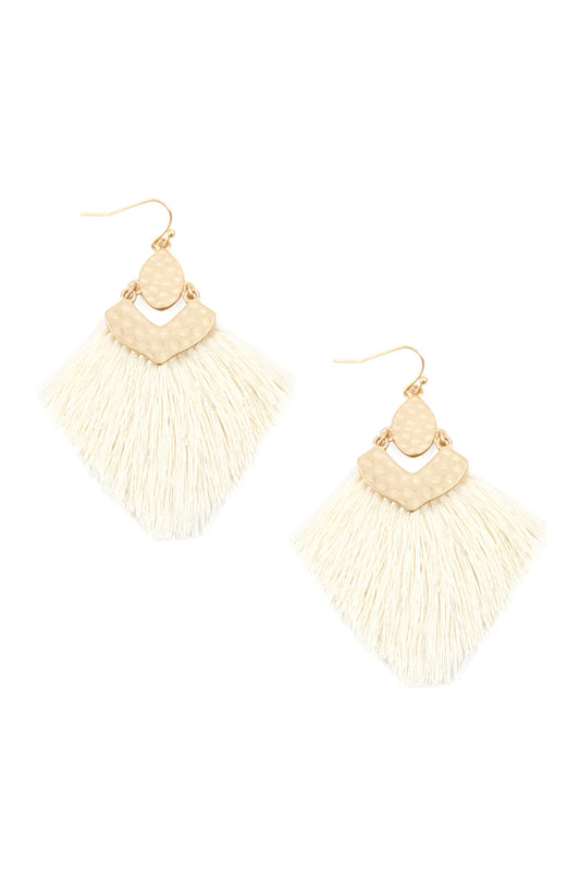 Ivory Fringe Tassel Drop Earrings