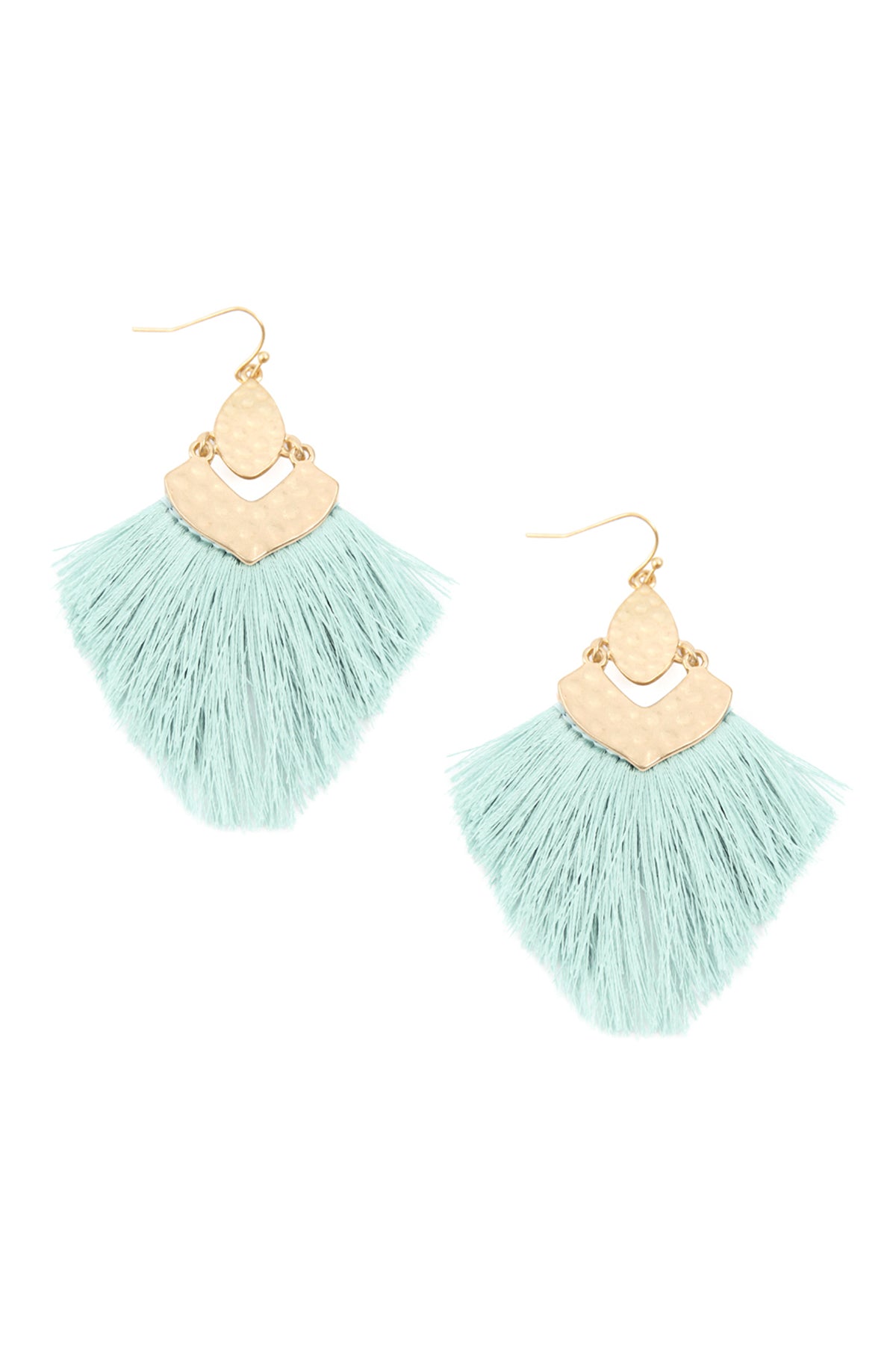 Mint Fringe Tassel Drop Earrings