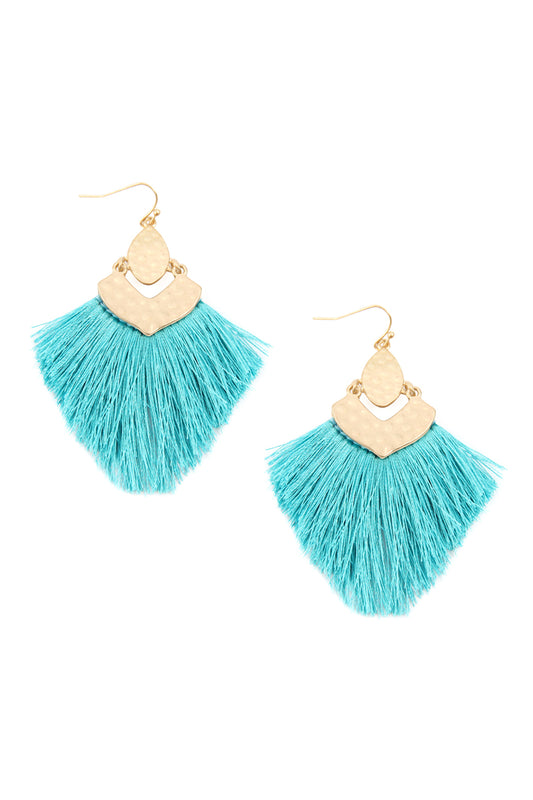Tur2uoise Fringe Tassel Drop Earrings