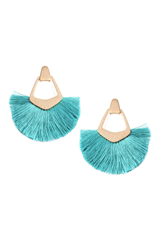 Fan Tassel Post Dangle Earrings Tur2uoise