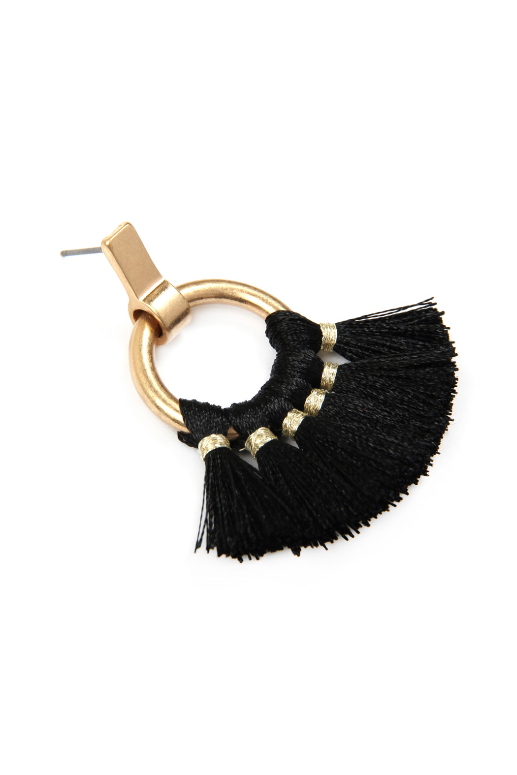 Fan Tassel Post Wrap Hoop Dangle Earrings