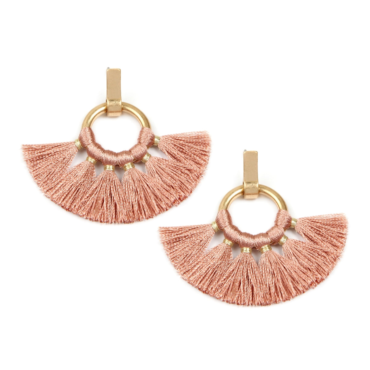 Fan Tassel Post Wrap Hoop Dangle Earrings