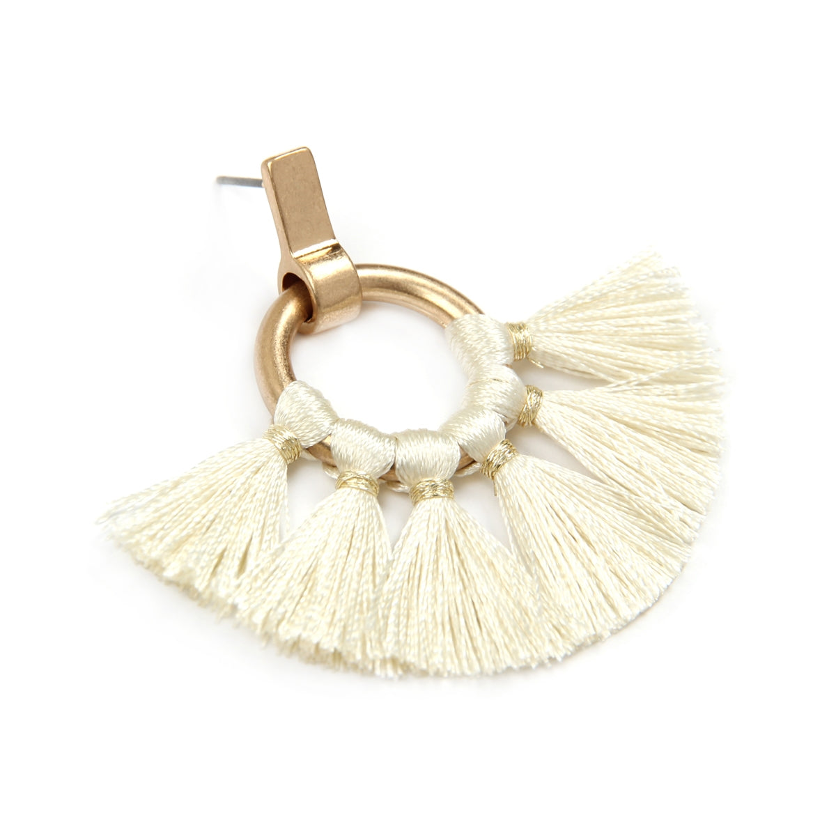Fan Tassel Post Wrap Hoop Dangle Earrings