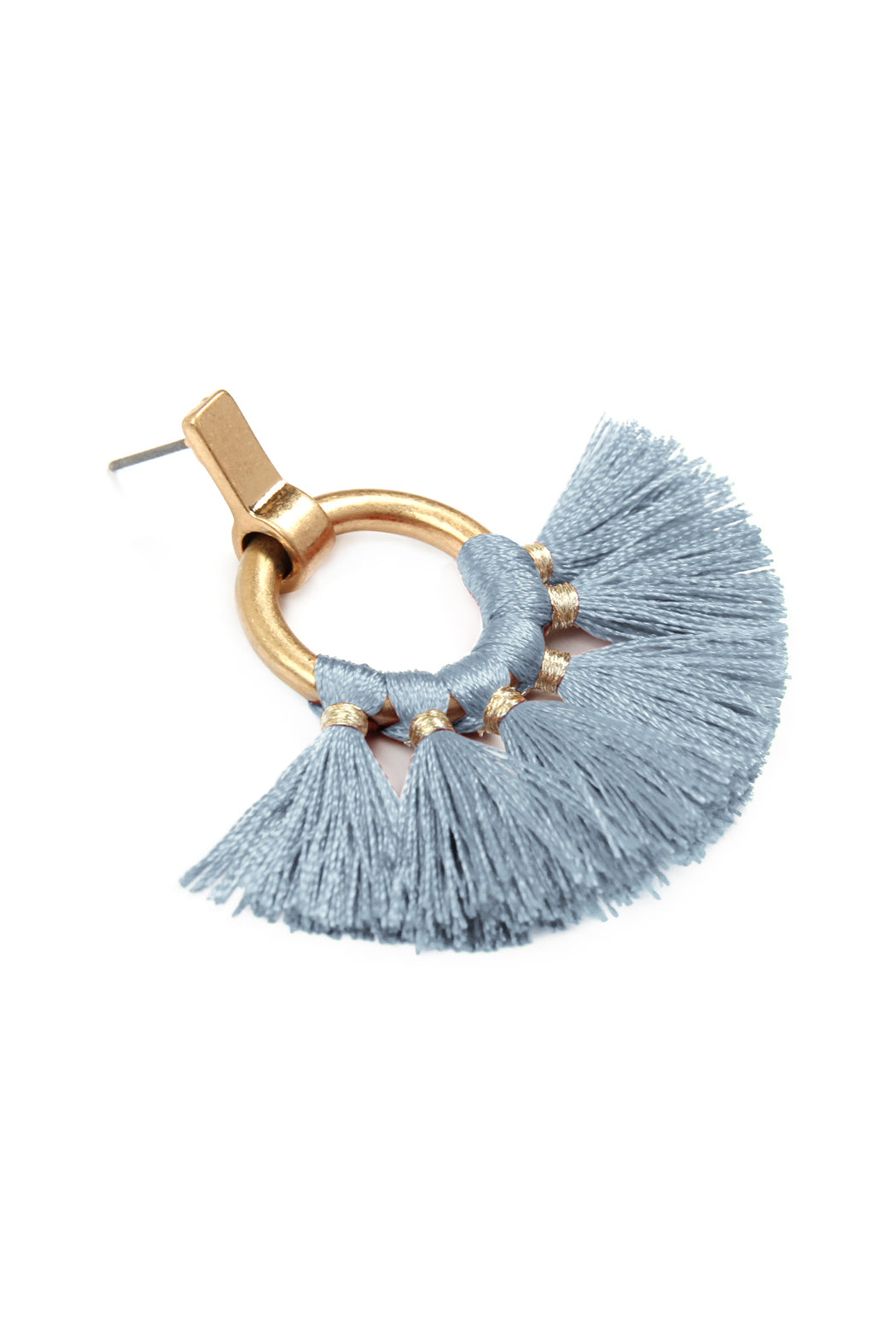 Fan Tassel Post Wrap Hoop Dangle Earrings