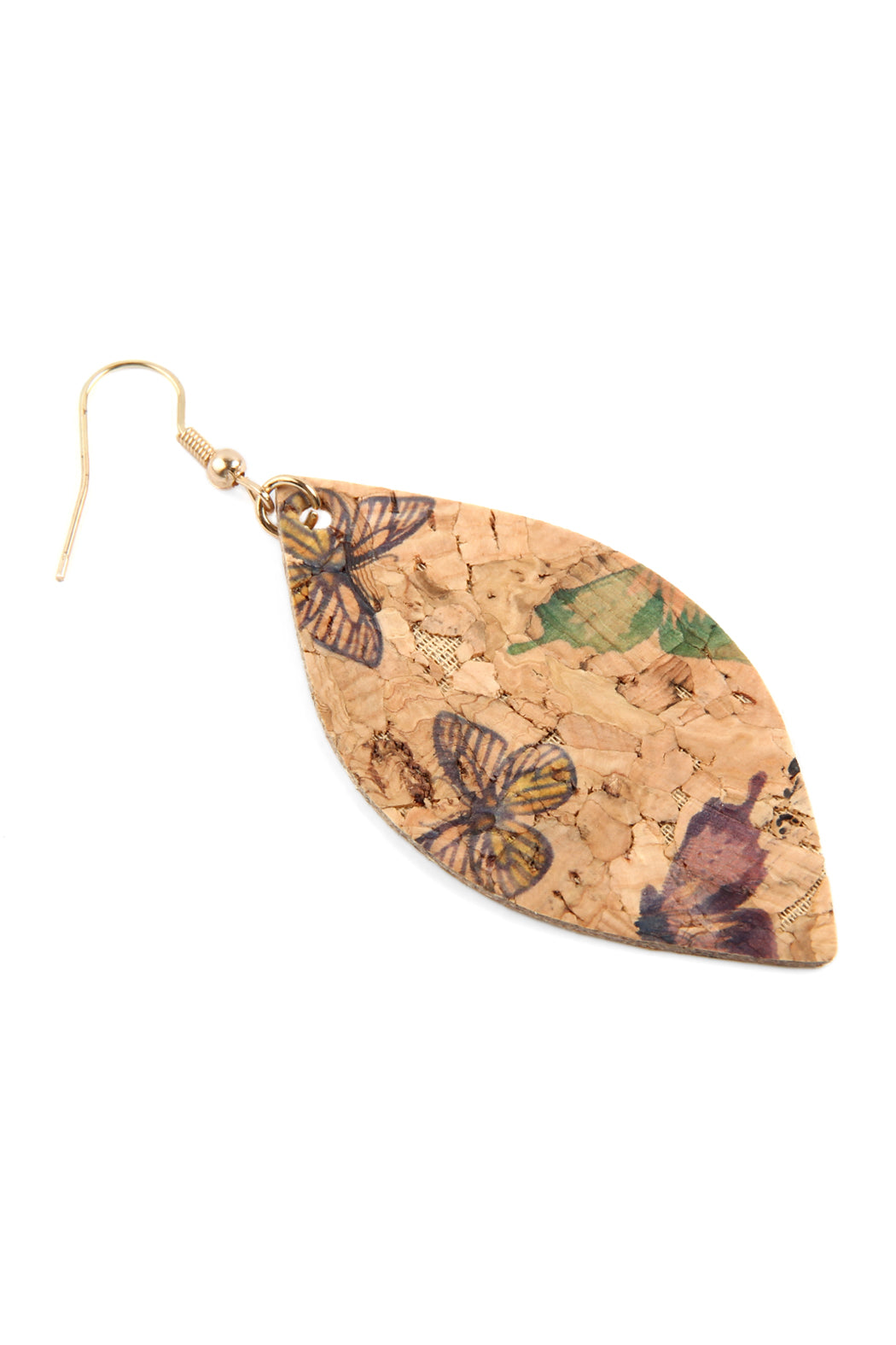 Butterfly Print Cork Marquise Earrings /6 Pairs