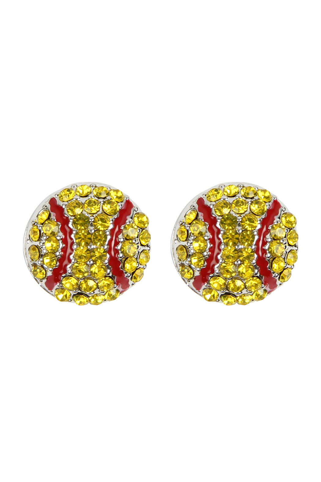 Football Rhinestone Post Earrings Brown