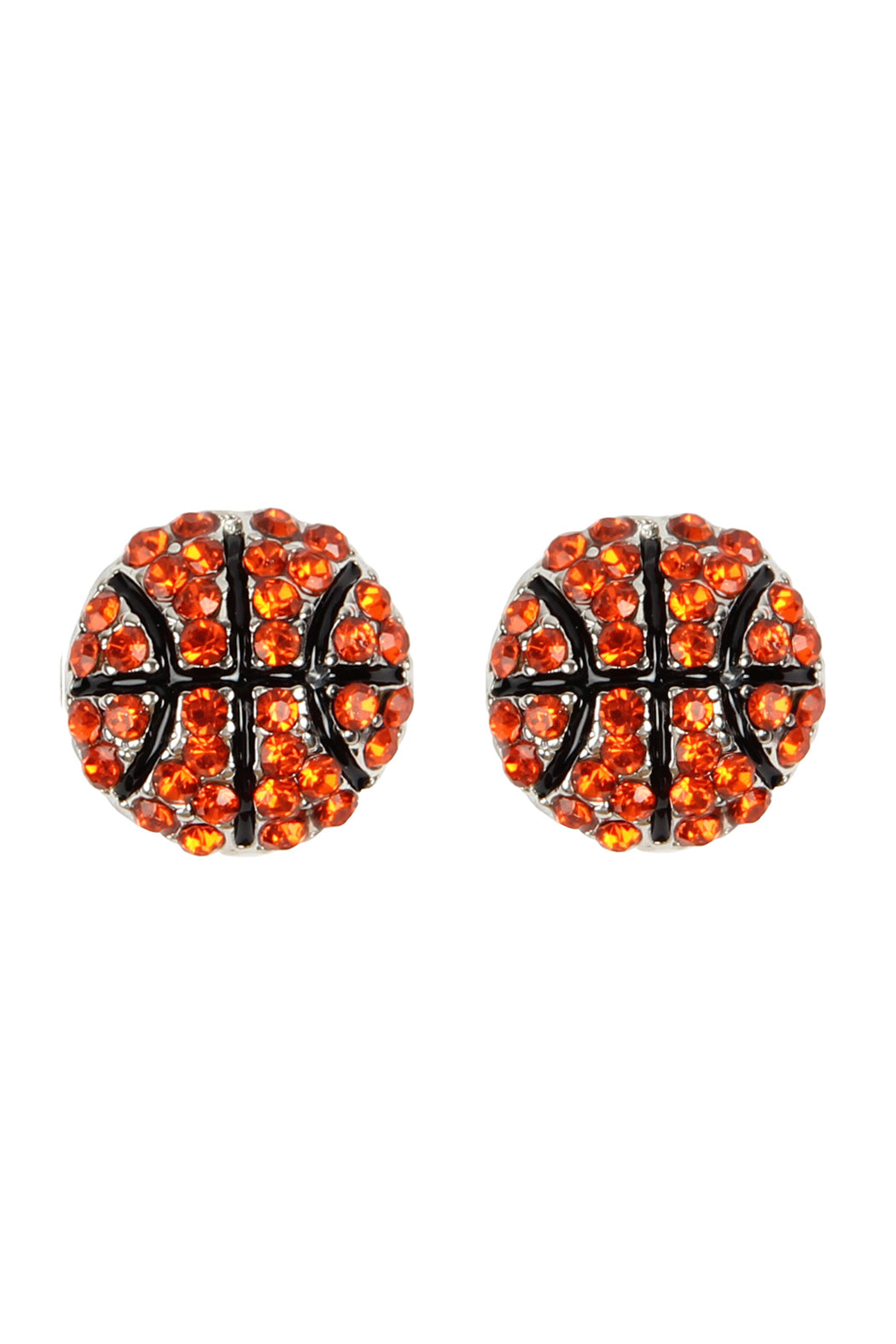 Football Rhinestone Post Earrings Brown