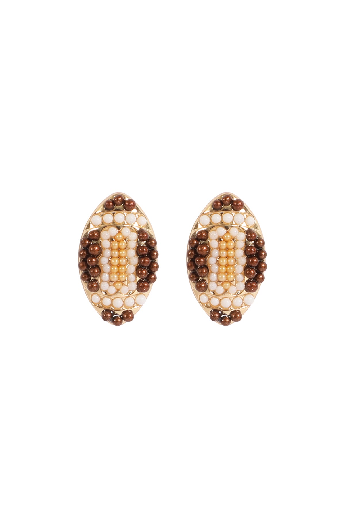 Football Rhinestone Post Earrings Brown
