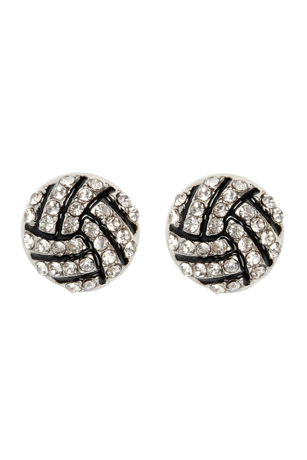 Football Rhinestone Post Earrings Brown