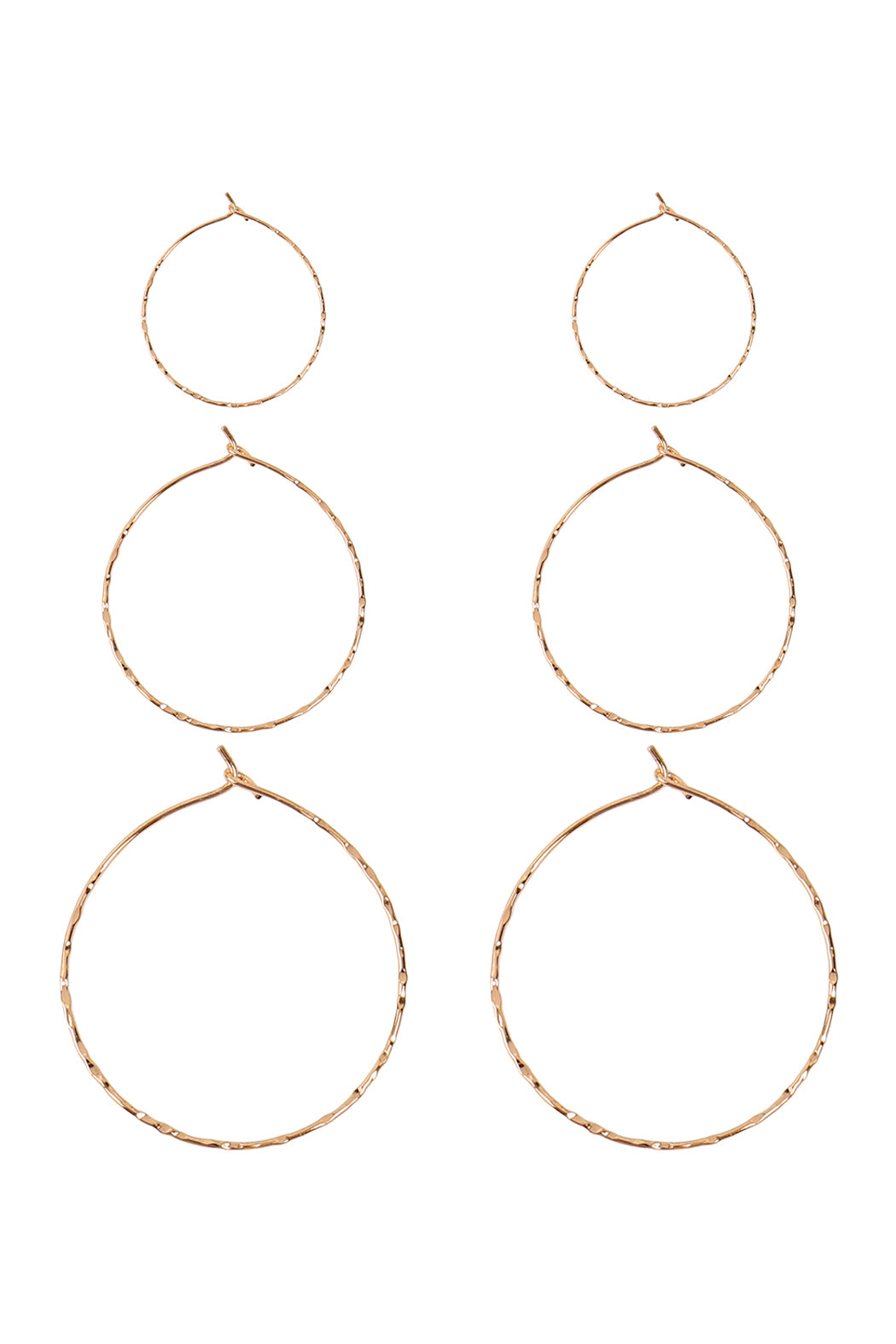 3 Pairs On A Card Hammered Hoop Earrings Set