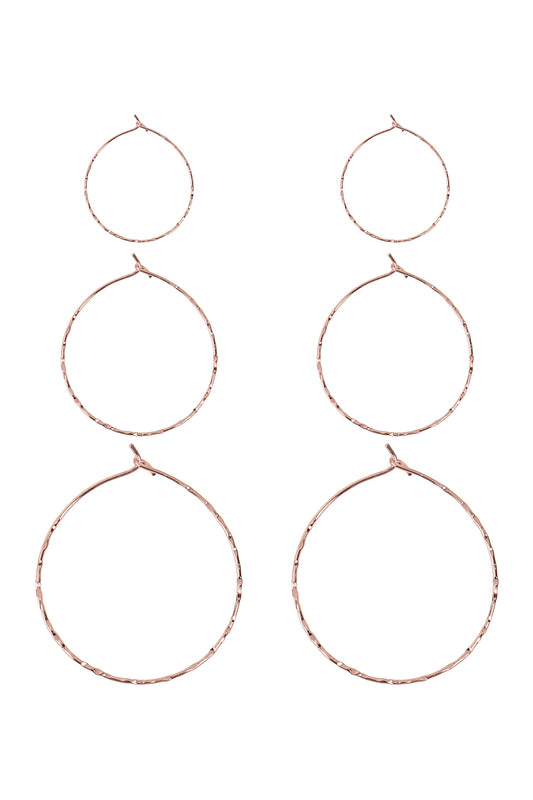Silver 3 Pairs On A Card Hammered Hoop Earrings Set