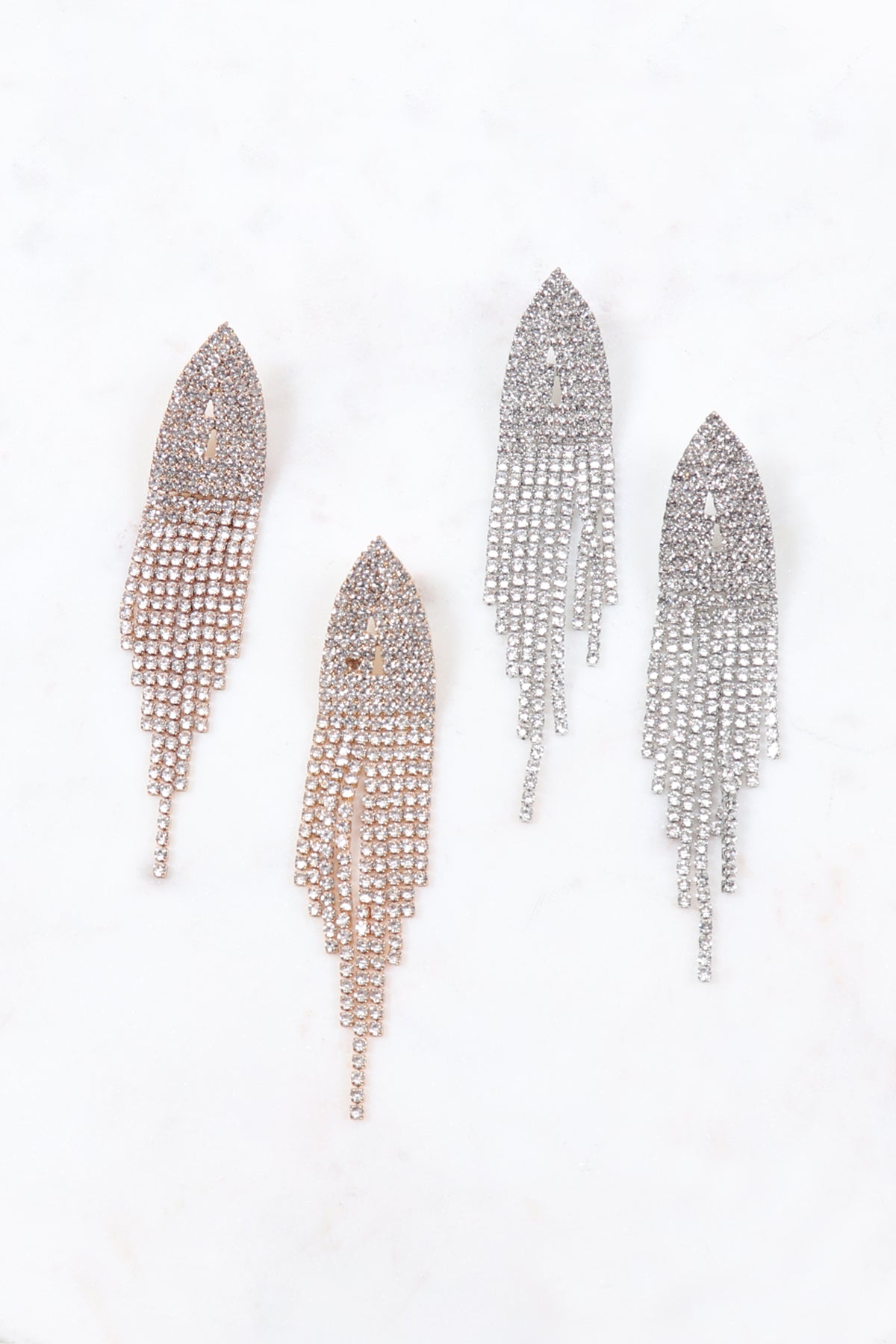 Bridal Rhinestone Long Tassel Earrings