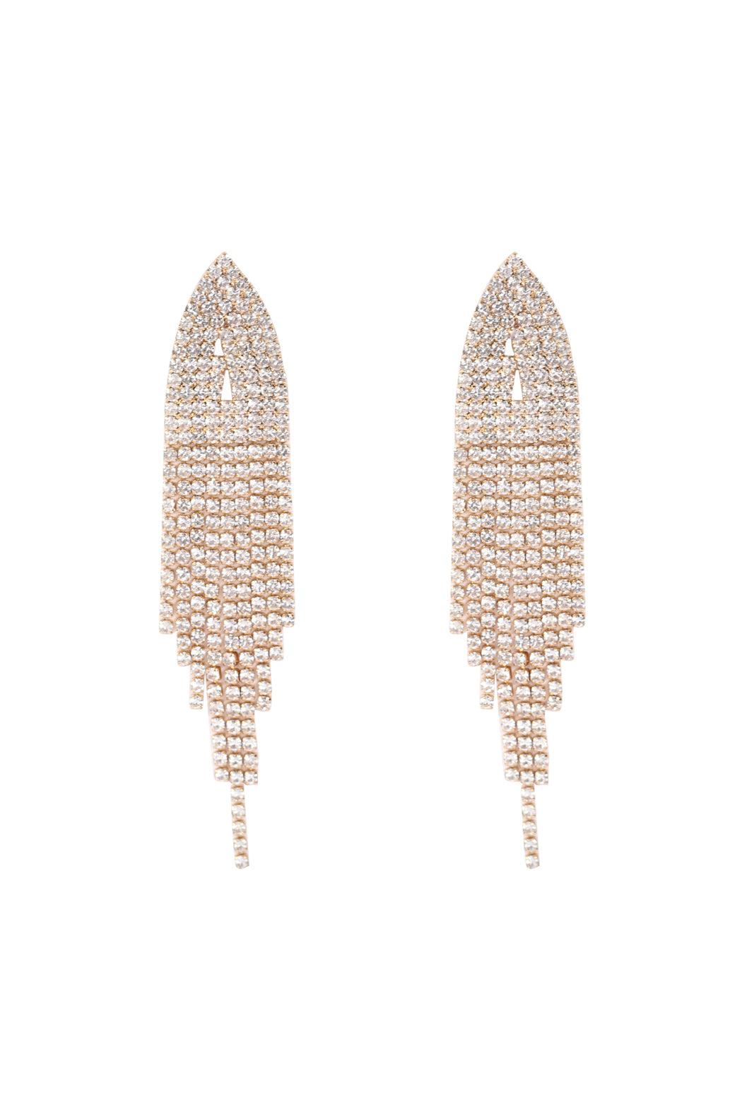 Bridal Rhinestone Long Tassel Earrings