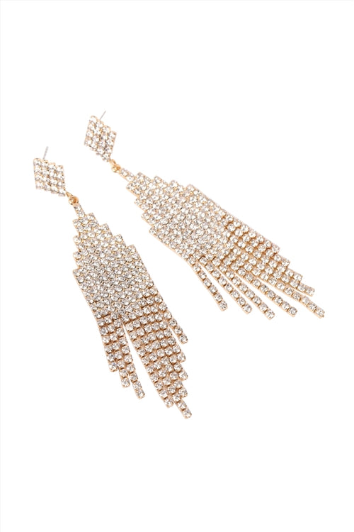 Gold Bridal Rhinestone Post Dangling Earring