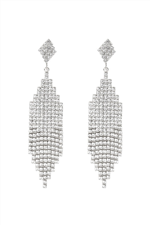 Gold Bridal Rhinestone Post Dangling Earring