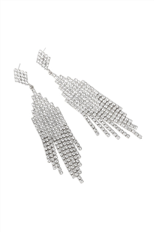 Gold Bridal Rhinestone Post Dangling Earring