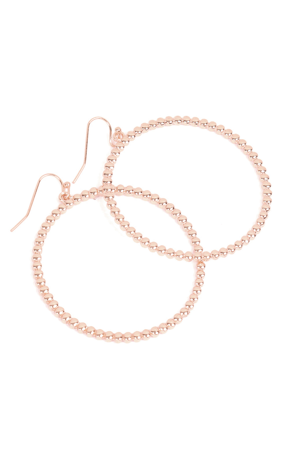Round Textured Dangle Hook Earrings Rose Gold /6Pcs