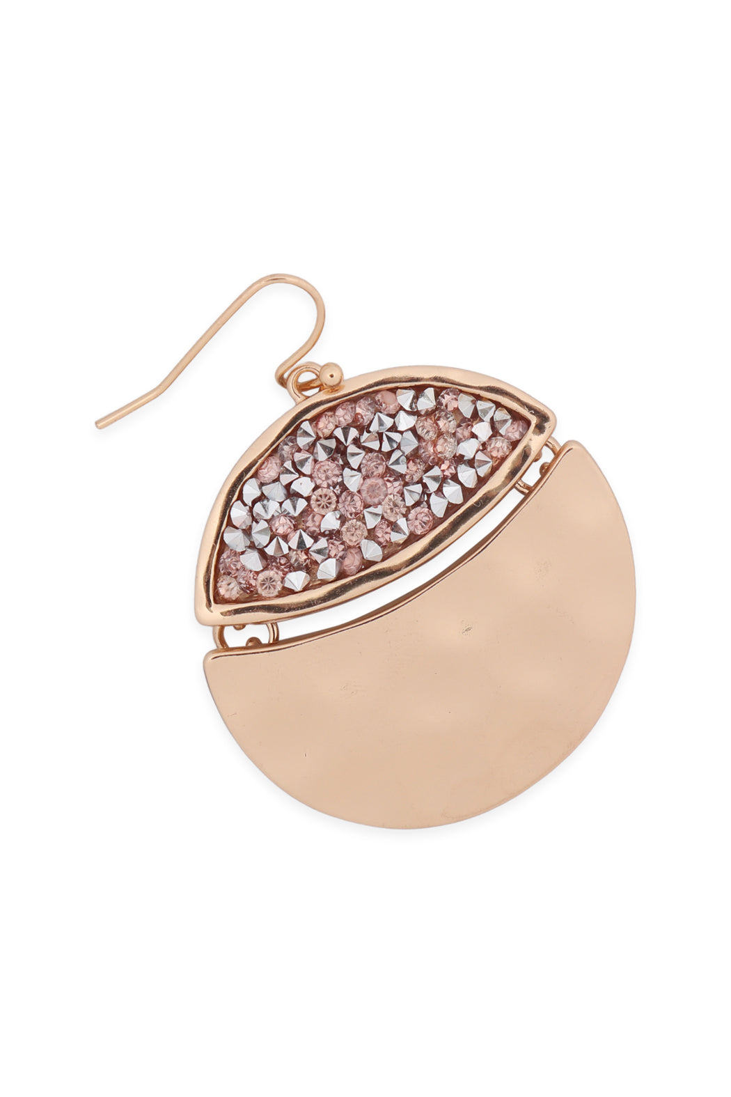 Gold Peach Faceted Glittery Round Dangle Hook Earrings
