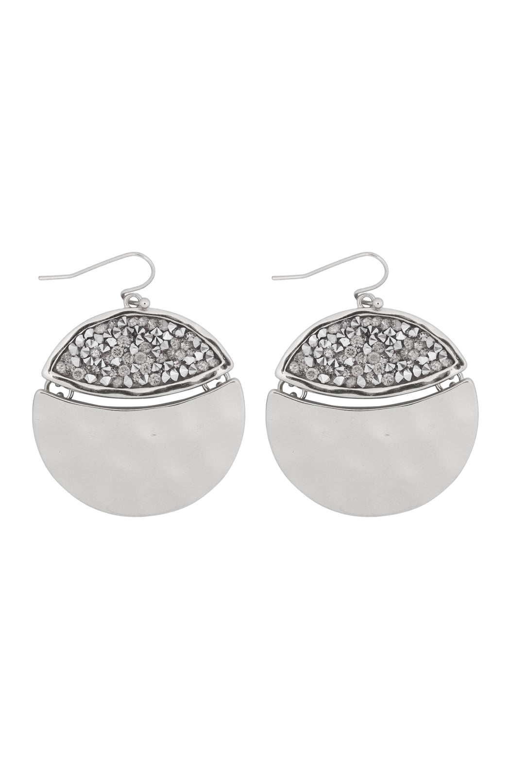 Silver Faceted Glittery Round Dangle Hook Earrings