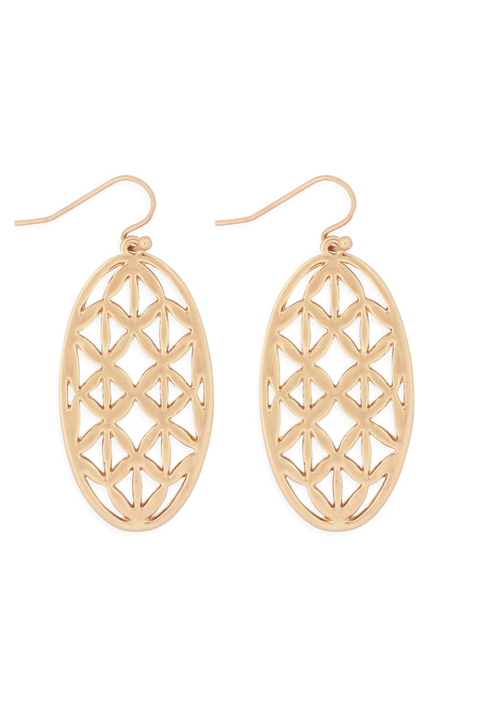 Oval Filigree Drop Earrings Gold