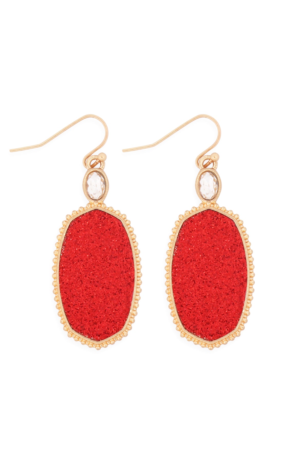 Faceted Drop Earrings Red /6Pairs