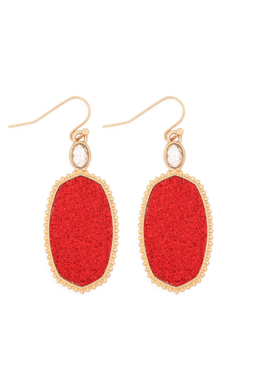 Faceted Drop Earrings Red /6Pairs