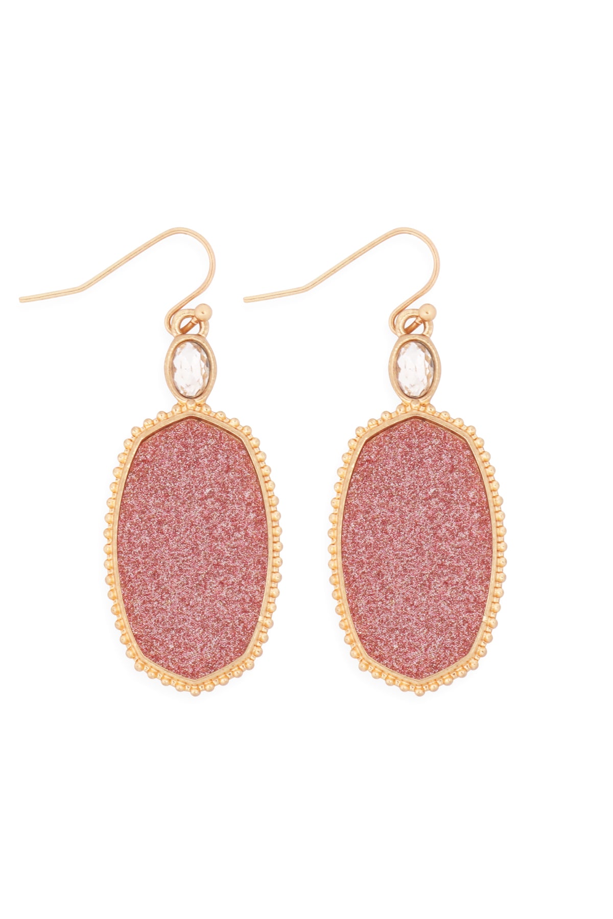 Faceted Drop Earrings Rose /6Pairs
