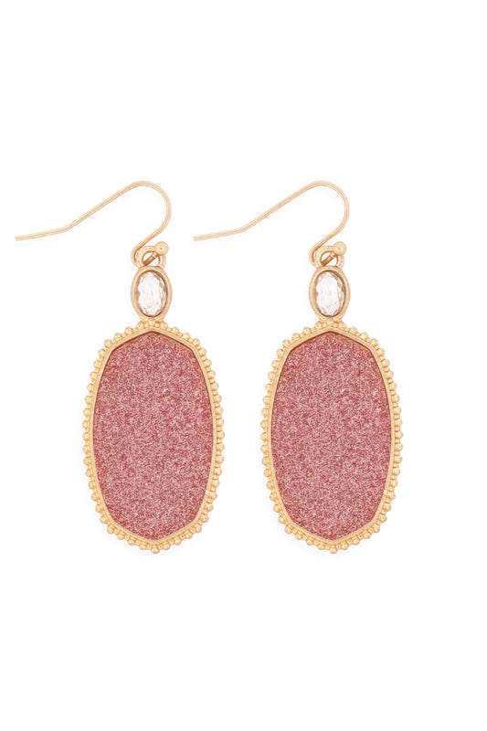 Faceted Drop Earrings Rose /6Pairs