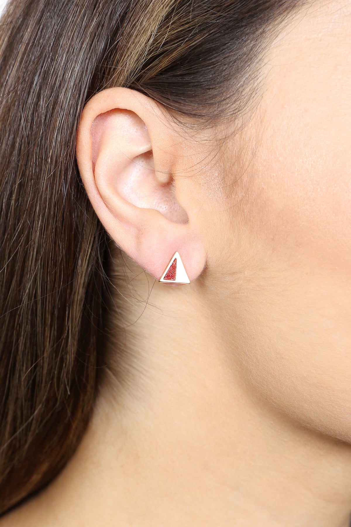 Assorted Set Geometric Shape Druzy Stud Earrings Gold Red /6pcs