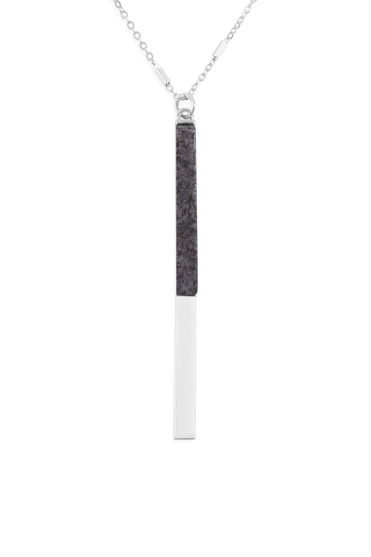 Bar Metal w/ Natural Stone Pendant Necklace