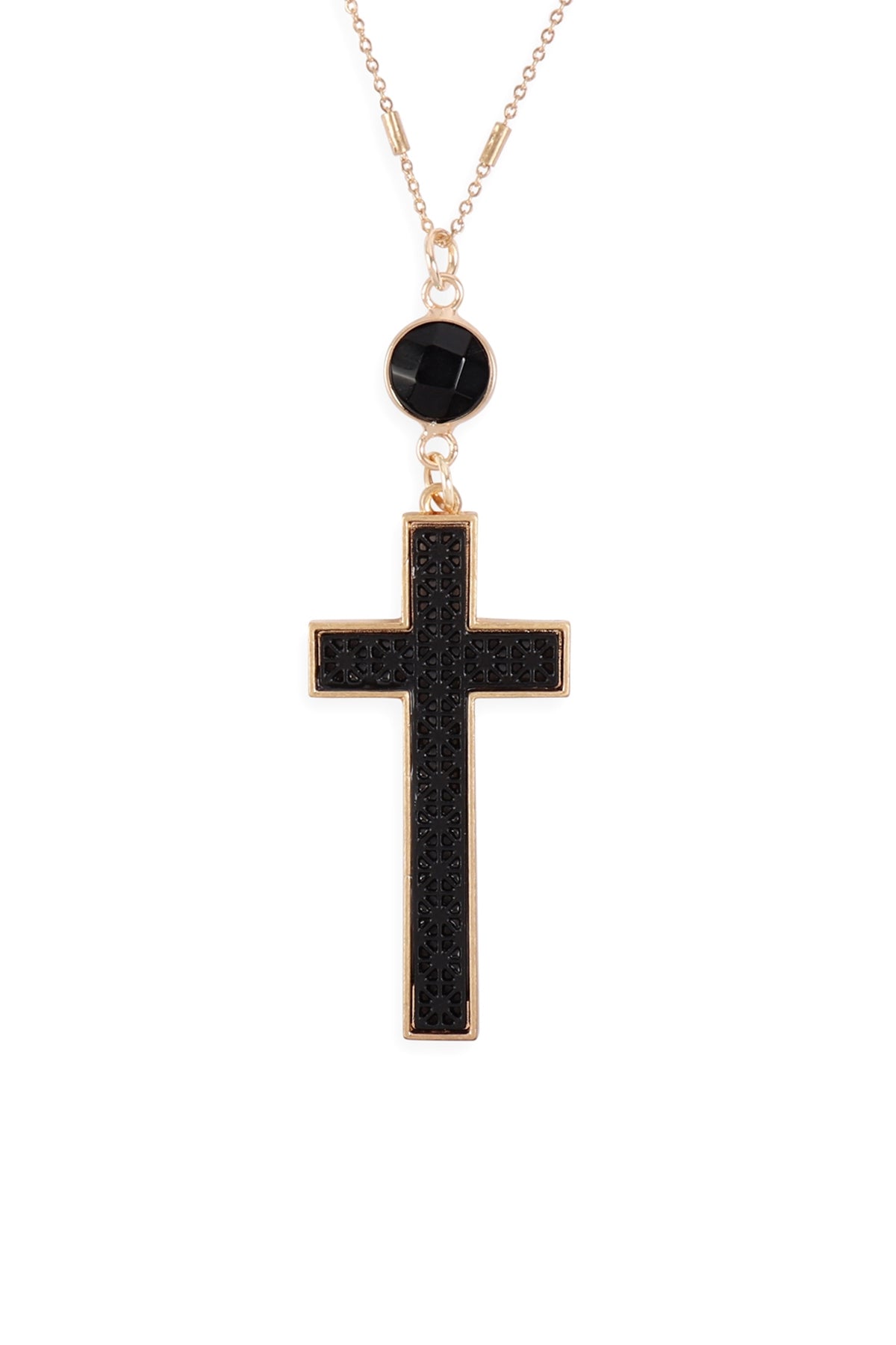 Cross w/ Natural Stone Pendant Chain Necklace