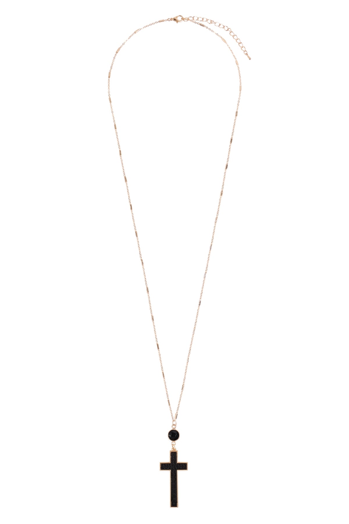 Cross w/ Natural Stone Pendant Chain Necklace