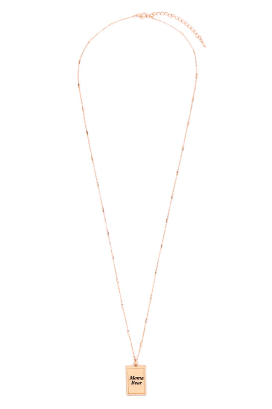 Mama Etched Brass Box Pendant Necklace