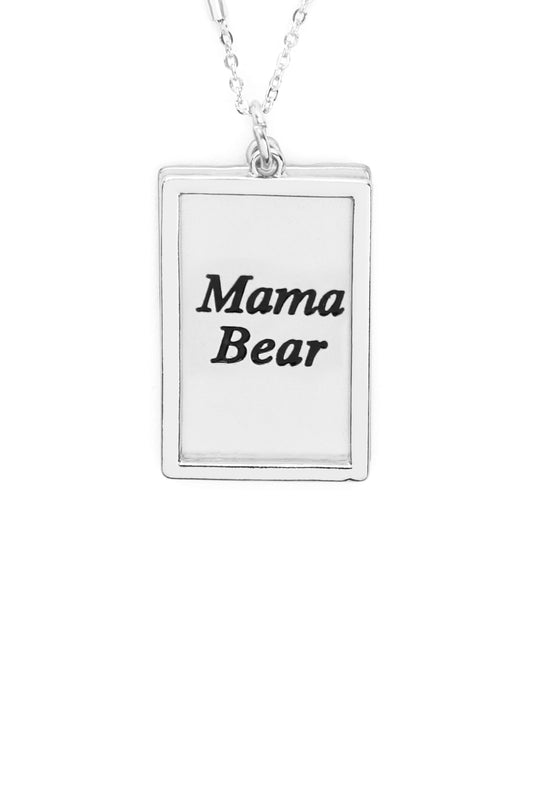 Mama Etched Brass Box Pendant Necklace