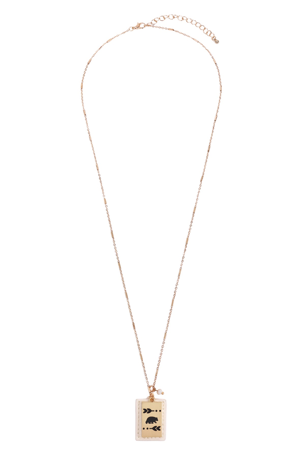 Bear Engraved Plate Pocket Necklace